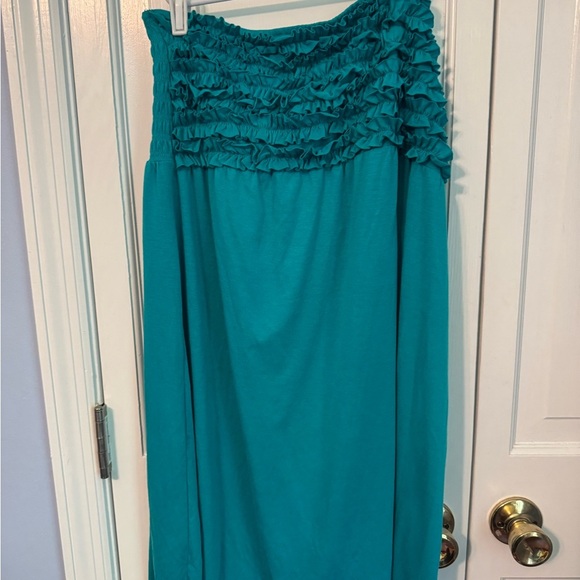 Teal Ruffled Women's Swim Coverup, Sleeveless Shift Hersey comfy. NEVER WORN XL - Picture 1 of 4